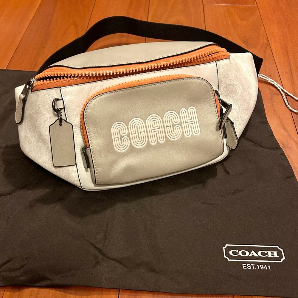 Coach White and Tan Belt Bag